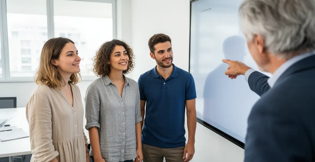 Séance de coaching en petit groupe dans une école de commerce